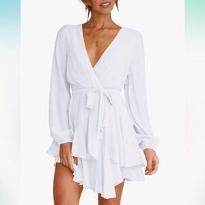 Elegant White Wrap Dress